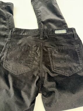 Ag Adriano Goldschmied Black Mari High-Rise Slim Straight Velvet Trousers